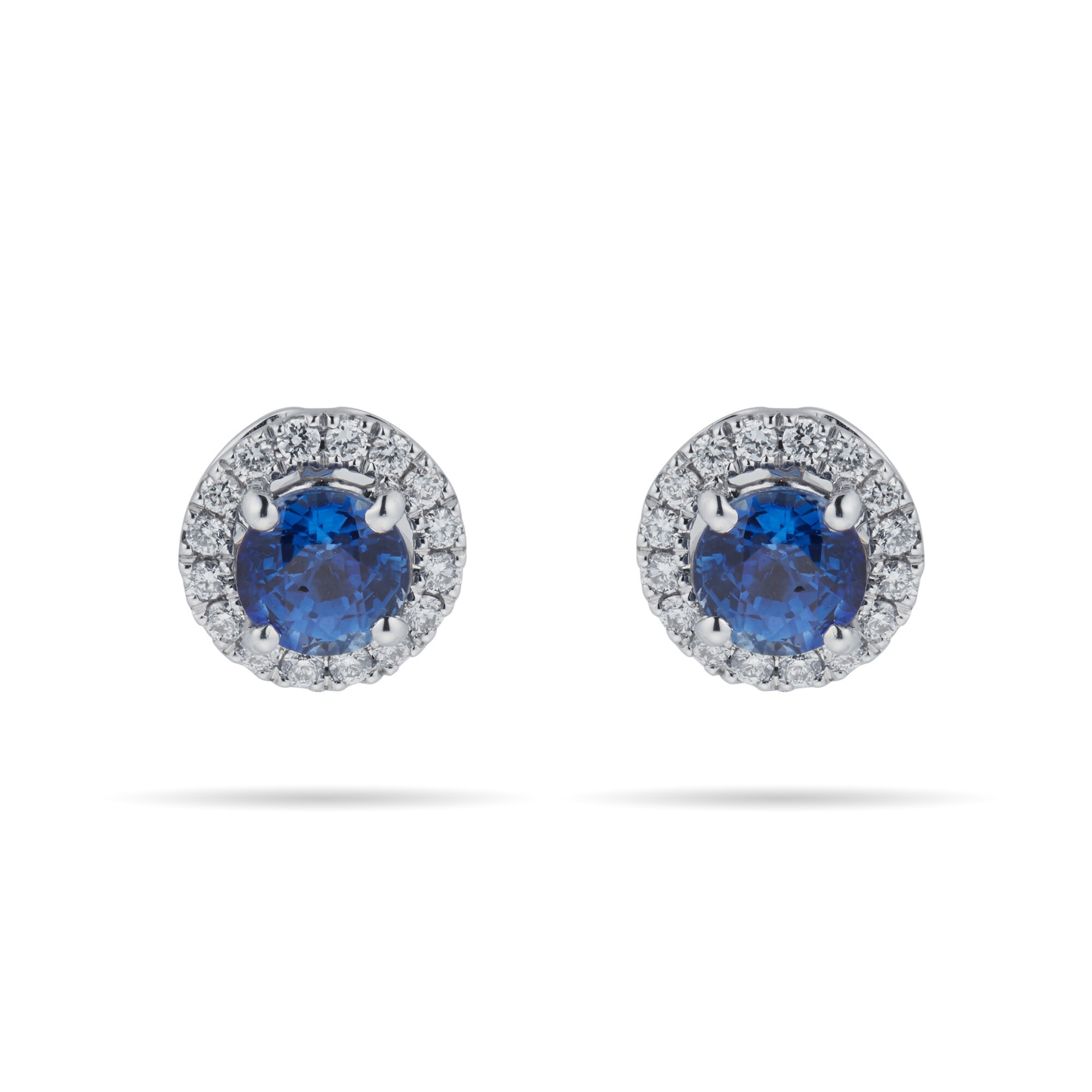 1.07ctw Sapphire & Diamond Earrings White Gold - State St. Jewelers
